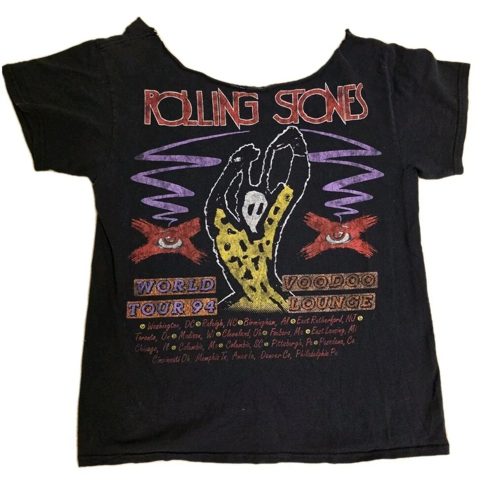The Rolling Stones T-Shirt Men's Large Custom Black Voodoo Lounge Graphic Print - Picture 3 of 6